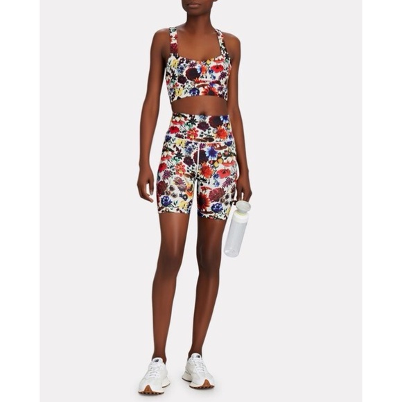 Splits 59 Floral Legging Shorts Size Large Color White Red - Picture 1 of 7